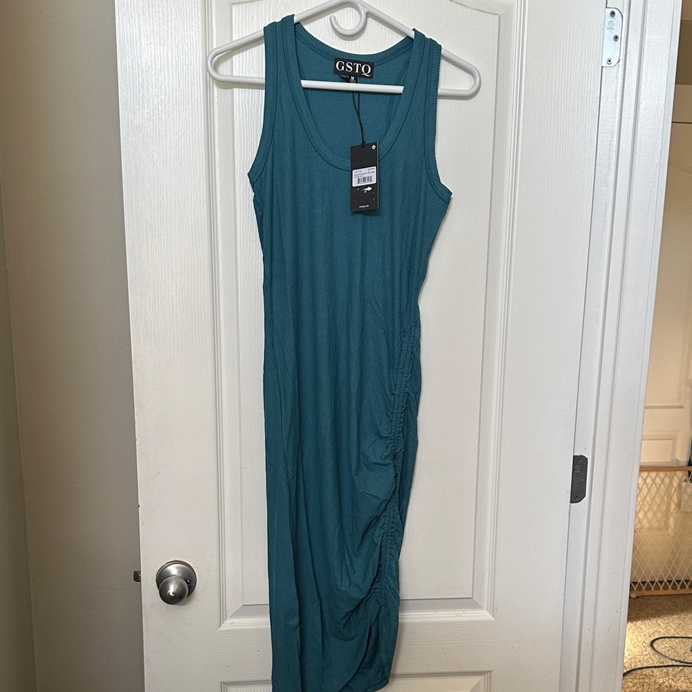GSTQ Teal Sleeveless Midi Dress